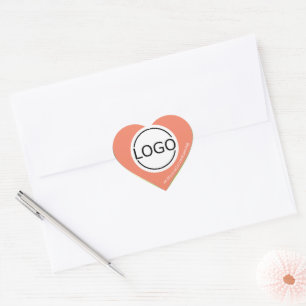 Logo Template Pastel Peach Yellow Custom Packaging Heart Sticker