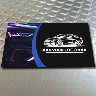Logo Template Purple Car Service Auto Detailing  Business Card