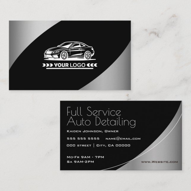 Logo Template Silver Elegant Professional Stylish Business Card (Front/Back)