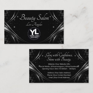 Logo Template Silver Mandala Luxury Flourish Stars Business Card