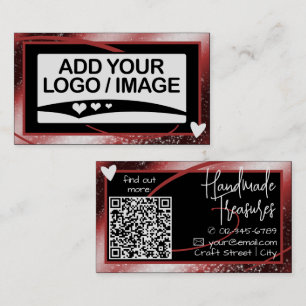 Logo Template Stylish Cool Red Frame Cute Heart Business Card
