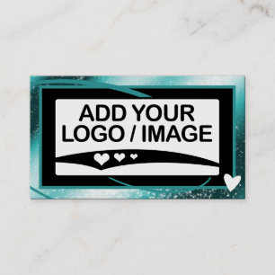Logo Template Stylish Cool Teal Frame Cute Heart Business Card