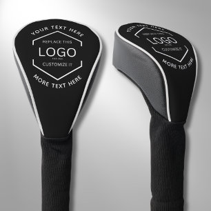 Logo Text Black Background Business Promotional Golf Head Cover