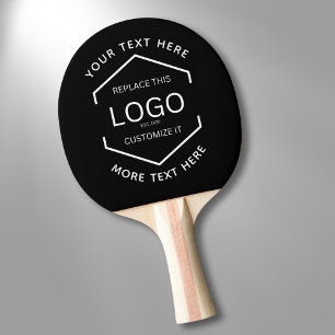 Logo Text Black Background Promotional Business Ping Pong Paddle