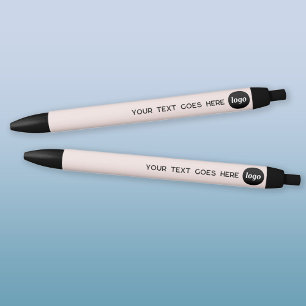 Logo Text Blush Pink Business Promotional Black Ink Pen