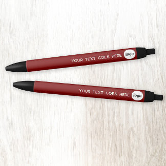 Logo Text Burgundy Business Branding Promotional Black Ink Pen