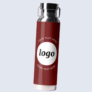 Logo Text Business Promotional Branding Dark Red Water Bottle