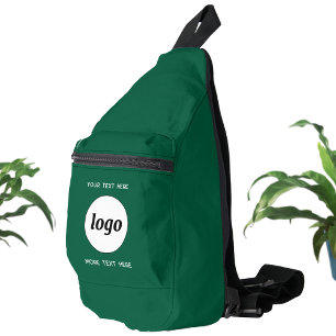 Logo Text Business Promotional Branding Green Sling Bag
