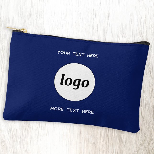 Logo Text Business Promotional Branding Navy Blue Accessory Pouch (Logo with text business branding promotional navy blue  accessory pouch)