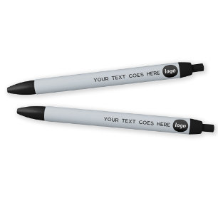 Logo Text Dusty Powder Blue Business Promotional Black Ink Pen