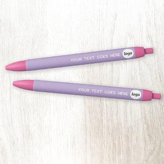 Logo Text Lilac Pink Business Branding Promotional Blue Ink Pen