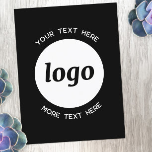 Logo Text Promotional Business Black Postcard