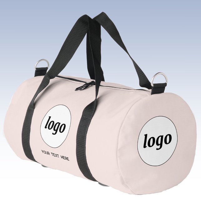 Logo Text Promotional Business Blush Pink Duffle Bag (Logo with custom text business branding promotional duffel bag)