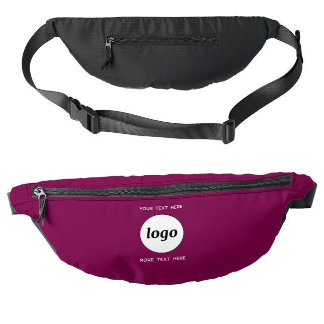Logo Text Promotional Business Branding Magenta Bum Bags (Simple logo with custom text business branding promotional fanny pack)