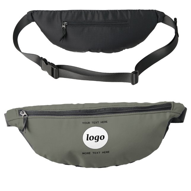 Logo Text Promotional Business Branding Sage Green Bum Bags (Logo with custom text business branding promotional fanny pack bag)
