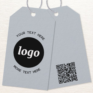 Logo Text QR Code Blue Business Price or Gift Tags