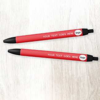 Logo Text Red Business Branding Promotional Black Ink Pen