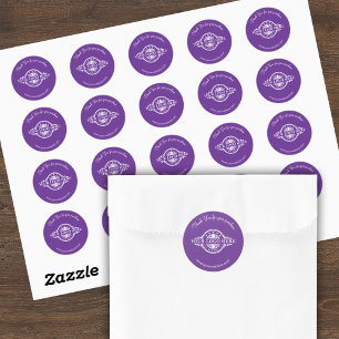 Logo / Thank You Purple Round Stickers Sheet