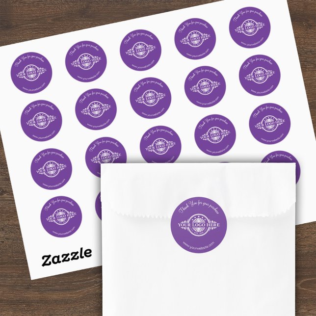 Logo / Thank You Purple Round Stickers Sheet (Creator Uploaded)