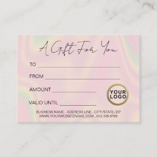 Logo Trendy Modern Holographic Gift Certificate