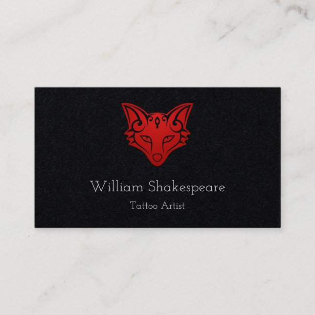 Logo Tribal Head Wolf Business Card (Front)