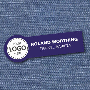 Logo Upload - Blue Simple Modern Staff Name Tag