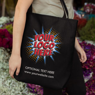Logo Upload Buisness Marketing Black Tote Bag