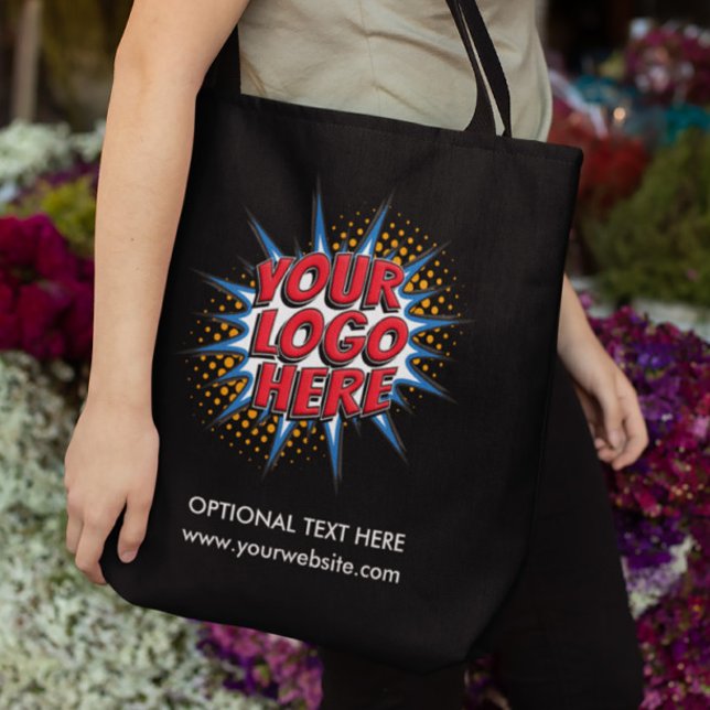 Logo Upload Buisness Marketing Black Tote Bag (Creator Uploaded)