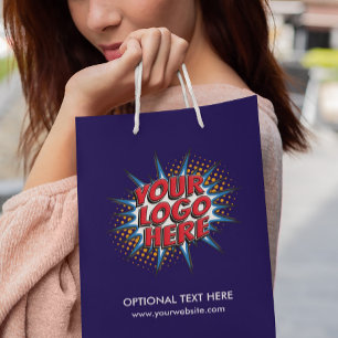 Logo Upload Custom Business Blue Small Gift Bag