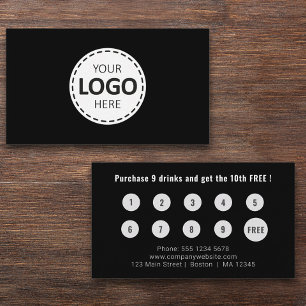 Logo Upload Modern Simple Black Loyalty Business Card