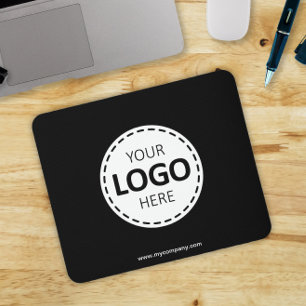 Logo Upload Modern Simple Black Mouse Pad