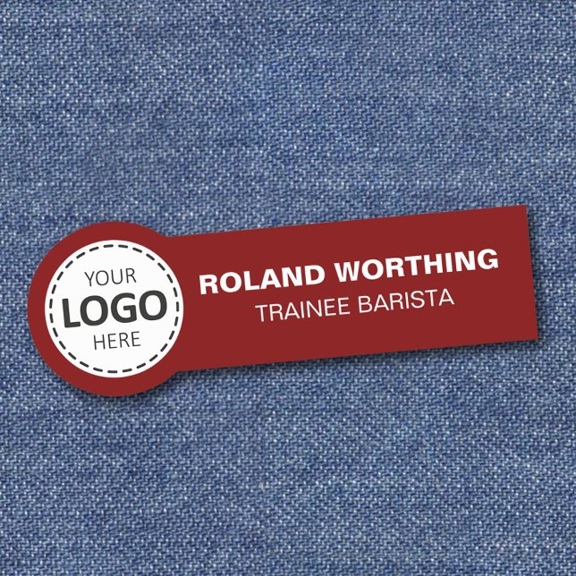 Logo Upload - Red Simple Modern Staff Name Tag (Creator Uploaded)