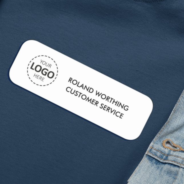 Logo Upload Simple Modern Staff  Name Tag (Creator Uploaded)