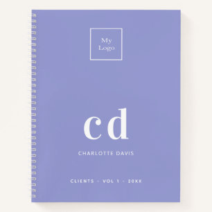 Logo violet monogram initials business elegant notebook