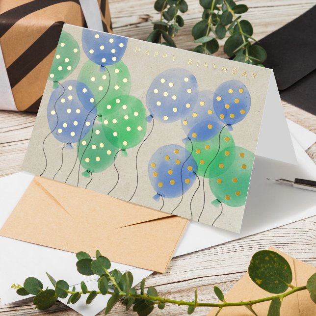 Logo Watercolor Balloons Business Happy Birthday Foil Greeting Card (Creator Uploaded)