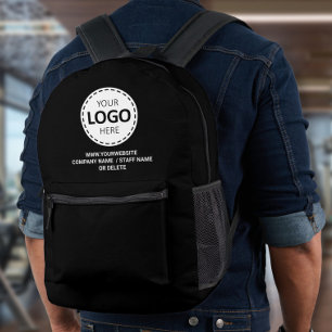 Logo & Web URL / Text Upload Promotional Black Printed Backpack