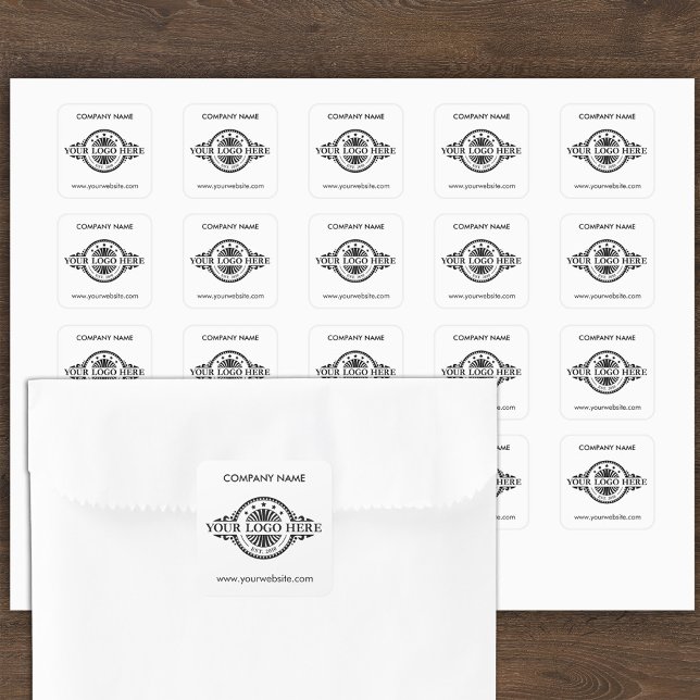 Logo & Website Custom White Square Stickers Sheet (Creator Uploaded)