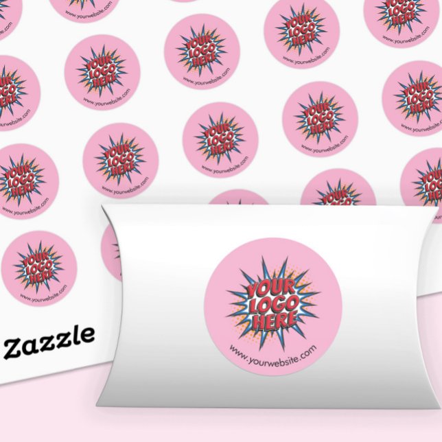 Logo & Website Upload Pink Round Stickers Sheet (Creator Uploaded)