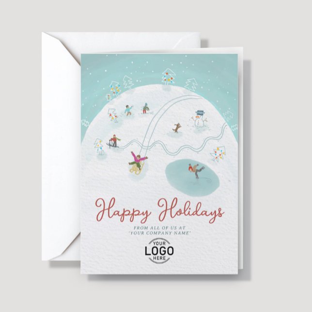 Logo Whimsical Fun Winter Joy Hand Drawn Business Holiday Card (Creator Uploaded)