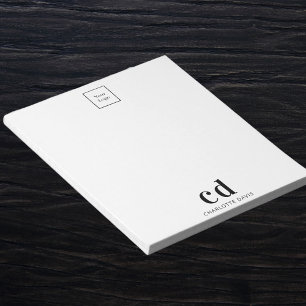 Logo white black monogram business company notepad