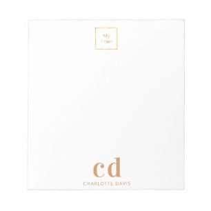 Logo white gold monogram business company notepad