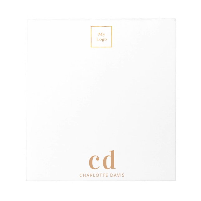 Logo white gold monogram business company notepad (Front)