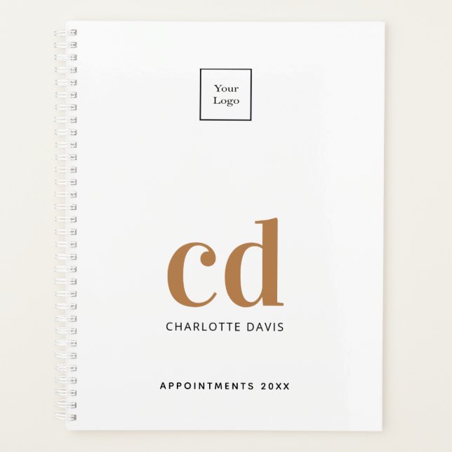 Logo white gold monogram initials business 2021 planner (Front)
