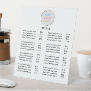 Logo White Modern Price List Pedestal Sign