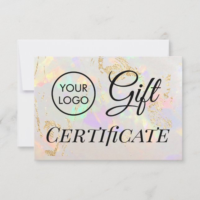 logo white opal stone gift certificate (Front)
