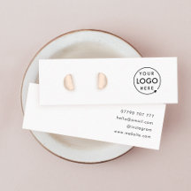 Logo White Stud Earring Jewellery Display Card