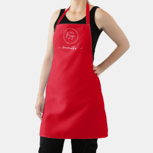 Logo with Employee Name White and Red Apron