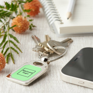 Logo With Light Green Background, Rectangle Metal Key Ring