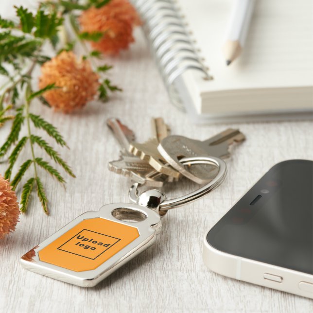 Logo With Orange Colour Background, Rectangle Meta Key Ring (Side)