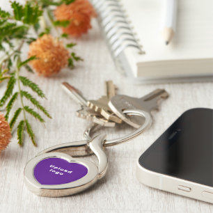 Logo With Purple Background on Heart Metal Key Ring